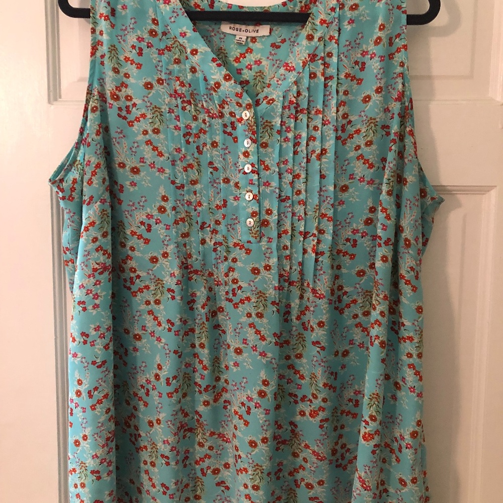 Rose + Olive sleeveless blouse
